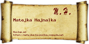 Matejka Hajnalka névjegykártya